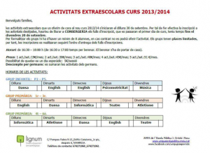 Extraescolars escola Moià 2013-2014